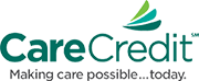 The image displays a logo with the text  CareCredit  prominently featured, indicating it s related to financial services, specifically credit.